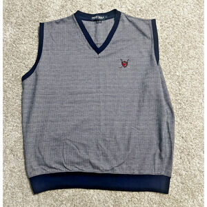 Polo Golf Ralph Lauren Men’s XL Sweater Vest Black White Herringbone V-Neck Logo